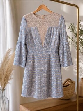 Foxiedox Pale Blue Lace Mini Dress Size Medium